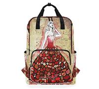 FANTAZIO Red Dress Princess Backpack Casual Daypack