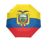 FANTAZIO Three Fold Travel Umbrella Flag Of Ecuador Auto Open Umbrella