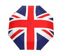 FANTAZIO Three Fold Travel Umbrella Union Jack Flag Auto Open Umbrella
