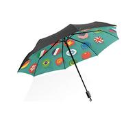 FANTAZIO Travel Umbrella World Flags Icons Sun/Rain umbrella