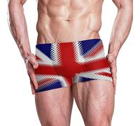 FANTAZIO Union Jack Mens Swim Trunks, Swim Short Men Boxer Briefs