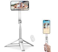 FANTCOO Magnetic Selfie Stick, 28inch Extendable Cell Phone Tripod Stand with Remote, Portable Phone Tripod for iPhone 15 14 13 12 11 Series & All Smartphones(White)