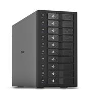 FANTEC 10-Way Hard Drive Enclosure USB-C 3.2 Gen2 10G for Installing 10x 3.5/2.5 Inch SATA I/II/III HDDs/SSDs. Strapless, Individually On/Off, Lockable, 2 x USB Cables. Metal Housing Black