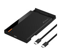 FANTEC PL-25U31 USB3.2 Gen2 SSD / Hard Drive Enclosure for 1x SATA 2.5 Inch SATA SSD/HDD (max. 9.5 mm Height), Transfer Rates up to 10 Gbit/s (Superspeed+), USB-C, No Tools Required, Plastic, Black