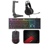 FANTECH P51S Gaming Keyboard and Mouse Combo, Gaming Headset and Headphone Stand Gaming Mouse Pad Wired RGB Rainbow Backlight PC Gamer Basic 5 in-1 Gaming Set, FA-P51