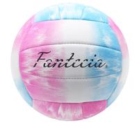 Fantecia Beach Volleyball Size 5 with Pump, Soft Leather Volleyball for Outdoor Indoor Game, Gift for Girls Teenagers Youth Adult (Pink/Blue)