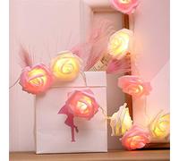 Fantes LED Rose Flower String Lights Battery Operated for Wedding Party Birthday Festival Decor (Pink + Warm White, 9.8ft 20LED)