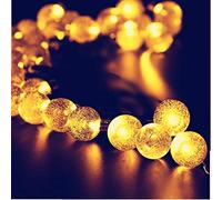 Fantes Solar String Light 30 LED 8 Modes Bubble Ball String Fairy Lights Outdoor Garden Patio Backyard Christmas Party Decoration Solar Lights (Warm White, 21ft / 6.5m)