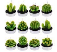 FANTESI 12 Pcs Cactus Candles, Handmade Cactus Succulent Cactus Tealight for Spa Home Party Wedding Decoration Gifts