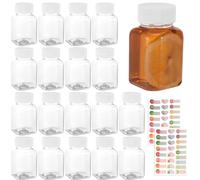 FANTESI 18 Pcs Shot Bottles With Lids 3.5oz/100ml Ginger Shot Bottle with Lids Plastic Leak Proof Drink Bottles Reusable for Smoothie Juice Beer