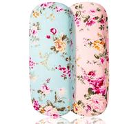 FANTESI 2 PCS Glasses Case, Hard Shell Glasses Case, Floral Spectacle Cases Eyeglasses Case for Men and Women