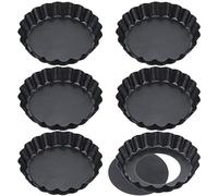 FANTESI 6 Pack Non Stick 4 Inch Quiche Pans Removable Bottom Mini Tart Pans Tart Tins Cases Loose baseTart Mold Cheesecake Pan Tart Mold