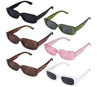 FANTESI 6 Pcs Retro Rectangle Sunglasses Vintage Square Sunglasses Fashion Vintage Square Frame Glasses For Women Men