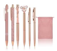 FANTESI 6Pcs Ballpoint Pens Personalized Bling Metal Pens Crystal Diamond Pen Retractable Pen with Velvet Gift Bag Stationery Office Accessories Work Leaving Gift for Girls Women Teachers Adults
