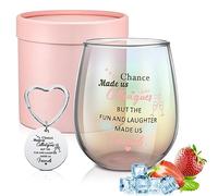 FANTESI Chance Made Us Colleagues Gift - Iridescent Stemless Wine Glass for Women's Retirement, Leaving, and Friend Gifts