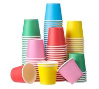 FANTESI Disposable Paper Cups - 150 Pack, 2oz/60ml - Set of Small Colorful Cups for Hot & Cold Drinks - Espresso Paper Cups for Parties, Picnics, & Offices