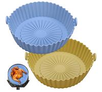FANTESI2 Pcs Air Fryer Silicone Liner, 6.3 Inch Round Silicone Pot Baking Pan Heat Resistant Up to 430°F Air Fryer Liners Replacement Silicone Mats Basket Universal Fit for Ninja/Cosori