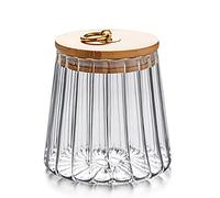 FANTESTICRYAN Glass Coffee Nuts Canister Airtight Storage Jar Petal Decorative Container with Bamboo Lid Metal Handle Easy to Grasp (small conical)