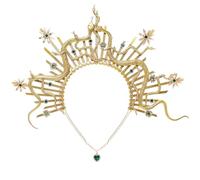Fantherin Women's Goddess Halo Crown Headband - Luxury Snake Water Diamond Headpiece Crown Decoration for Costume Halloween Christmas Cosplay Party (Gold)