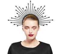 Fantherin Women's Halo Crown Headpiece - Sunburst Sun Spiked Goddess Headband Crown Decoration for Costume Halloween Cosplay, Black, 1 Count (Pack of 1)