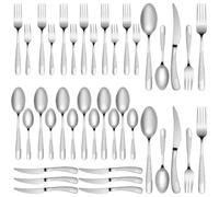 FANTICDE Cutlery Set, 40 Piece Stainless Steel Flatware Set Tableware Silverware Set with Spoon Knife and Fork Set, Service for 8, Dishwasher Safe/Easy Clean, Mirror Polished(Silvery)
