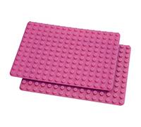 fantifant Princess Pink Building Plates (2) for Large Clamping Blocks - Not Stackable - 255 x 191 x 8 mm - 12 x 16 Studs - CE Approved - Ages 3+