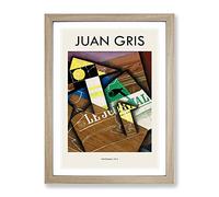 Fantomas By Juan Gris Exhibition Museum Painting Framed Wall Art Print, Ready to Hang Picture for Living Room Bedroom Home Office Décor, Oak A2 (64 x 46 cm)