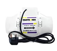 Fantronix 100 mm (4”) Inline Extractor Fan with UK Plug - Powerful Bathroom & Grow Room Ventilation Fan, Energy Class E