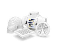 Fantronix 100 mm Inline Bathroom Extractor Fan Kit with Timer | Loft-Mounted Kit With External Wall Vent Cover And Insect Mesh.