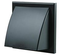 Fantronix 100mm Black Cowled Wall Grille with Back Draught Shutter - External Hooded Vent Cover for Extractor Fans, Tumble Dryer & 4-Inch Ducting | Weatherproof Anti-Draft Grille