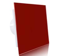 Fantronix 100mm RED Quiet Glass Front Elegant Designl Bathroom Extractor fan 4 inch Shower Wall and Ceiling Mounted Ventilation Damp Control Silent Toilet - Standard