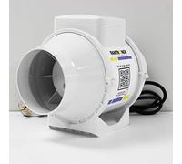 Fantronix 125 mm (5”) Inline Extractor Fan with UK Plug - Powerful Bathroom & Grow Room Ventilation Fan, Energy Class E