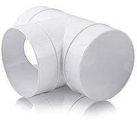 Fantronix 150mm Round Ducting Tee Connector - 6” White Plastic Ventilation Pipe T-Piece for Extractor Fans, HVAC & Home Vent Systems