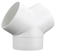 Fantronix 4" (100mm) Equal Y Piece Duct Connector - White Plastic 45° Splitter for Ventilation, Extractor Fans, Cooker Hood, Bathroom & Hydroponics