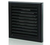 FANTRONIX Black Louvre Vent Cover with Integrated Fly Mesh - 155mm Square Frame with 100mm (4 inch) Circular Spigot