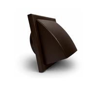 Fantronix Brown Cowled Wall Vent Grille - 100 mm (4”) Rear Spigot, 155 x 155 mm External Size with Backdraught Shutter for Bathroom, Kitchen & Tumble Dryer Ventilation