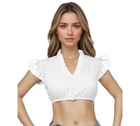 Fantspati Dirndl Blouse Women's Dirndl Blouse White Dirndl Blouse Short Sleeve Dirndl Blouses V Neck Costume Blouse Women's Elegant Dirndl Blouse Bavarian Costume for Oktoberfest, White, 26
