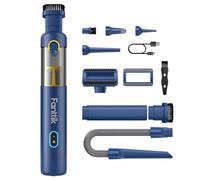 Fanttik Slim V8 Apex Car Vacuum, 4-in-1 Portable Mini Cordless Handheld Vacuum with 19000pa Suction Power, Type-C Charge, 2 Suction Modes, for Car, Office Desk, Keyboards (Blue)