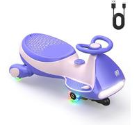 FanttikRide 12V N7 Pro Electric Wiggle Car with Pedal, CyberWiggle, 2 in 1 Swing Car, 2 Speed, Anti-Rollover, Flashing Wheels, Bluetooth, Charging Type C, for Ages 3 and Up (Purple + Pink)