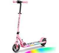 FanttikRide C9 Pro Electric Scooter for Kids 1.2-1.6m, Triple Safety Protection, Speeds 8/13/16 km/h, LED Display, Rainbow Lights,Adjustable Height, Foldable, Maximum Load 60 kg, Pink