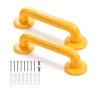 Fanwer 2 Pack Anti Bathroom Grab Rail,12inch Yellow Stainless Steel Shower Hand Rail,Safety Hand Rail Support for Elderly, Children and Disability