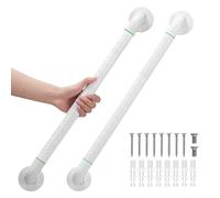Fanwer 2 Pack Anti Bathroom Grab Rail,White Stainless Steel Shower Hand Rail,Safety Hand Rail Support for Elderly, Children and Disability （24 inch）