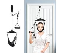 Fanwer Neck Stretcher Cervical Neck Traction Device, Double Ratchet Neck Tension Relief Portable Over The Door Device, for Neck Pain Relief, Vertebrae Disk Herniation