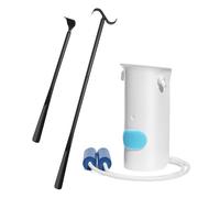 Fanwer Sock Assist &Dressing Pole - Easy to Use Sock Helper with Foam Handles, Improved Design vs. Three-Finger Stocking Slider - Assist for Elderly, Disabled, Pregnant & Diabetics（White）
