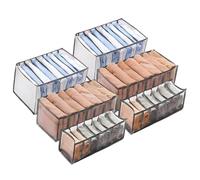 FANWINKJ 6 Pack Clothes Drawer Organisers, Foldable Wardrobe Drawer Dividers for Clothes, Underwear, Socks, and Baby Items - 3 Sizes Storage Boxes for Drawers, Tidy Drawer Organisers for Home Use