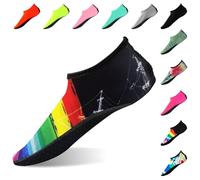 FANWINKJ Water Socks,Yoga Socks, Anti-Slip Breathable and Stylish Water Socks for Beach, Sports, Surf, and Swim, Men and Women,Rainbow Sailboat-XXL