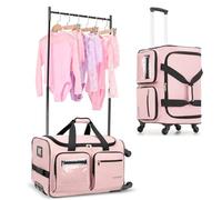 Fanwoli 23" Dance Bag with Garment Rack 4 Wheels | Detachable 360° Wheels | Ultra-Light Collection | Ideal Competition Duffle Bag for Dream, Pink, 23-Inch, Classic Style