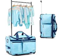 Fanwoli 23" Dance Bag with Garment Rack | Glittering Waterproof Fabric | Shine-Bright Collection | Ideal Competition Rolling Duffle Bag for Dancer Cheerleader Little Princess | Sparkle Blue