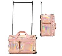 Fanwoli 23" Dance Bag with Garment Rack | Prism-Glowing Collection | Waterproof Iridescent Fabric | Ideal Competition Duffle Bag for Dancer Cheerleader Little Princess, Aurora Galaxy, 23-Inch, Laser