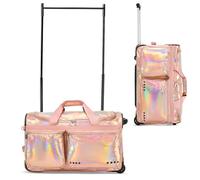 Fanwoli 28" Dance Bag with Garment Rack | Prism-Glowing Collection | Waterproof Iridescent Fabric | Ideal Competition Duffle Bag for Dancer Cheerleader Little Princess, Aurora Galaxy, 71.12 cm, Laser